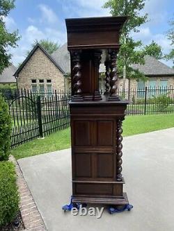 Antique French Oak BARLEY TWIST Bar Liquor Cabinet Buffet Renaissance Server