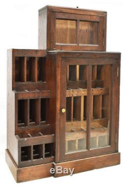 Antique French Oak Wine Bottle Display Cabinet winery general store cellar rack