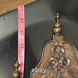 Antique French Provincial Carved Wood Fariniere Flour Box Floral Basket Walnut