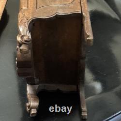 Antique French Provincial Carved Wood Fariniere Flour Box Floral Basket Walnut