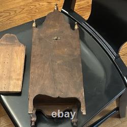 Antique French Provincial Carved Wood Fariniere Flour Box Floral Basket Walnut