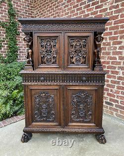 Antique French Renaissance Revival Walnut Chest Cabinet Apothecary Jewelry