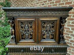 Antique French Renaissance Revival Walnut Chest Cabinet Apothecary Jewelry