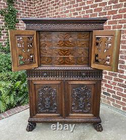 Antique French Renaissance Revival Walnut Chest Cabinet Apothecary Jewelry