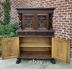 Antique French Renaissance Revival Walnut Chest Cabinet Apothecary Jewelry