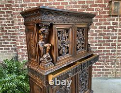 Antique French Renaissance Revival Walnut Chest Cabinet Apothecary Jewelry