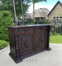 Antique French Sideboard Server Cabinet Renaissance Carved Oak 55 W