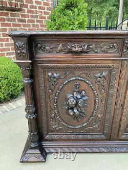 Antique French Sideboard Server Cabinet Renaissance Carved Oak 55 W