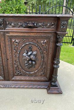 Antique French Sideboard Server Cabinet Renaissance Carved Oak 55 W