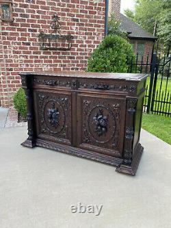 Antique French Sideboard Server Cabinet Renaissance Carved Oak 55 W