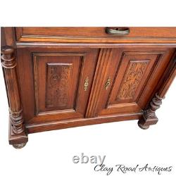 Antique French Victorian country bakers cabinet marble top walnut mixing table