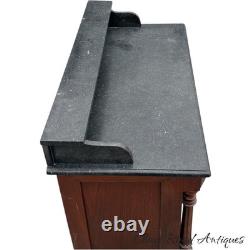 Antique French Victorian country bakers cabinet marble top walnut mixing table