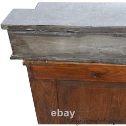 Antique French Victorian country bakers cabinet marble top walnut mixing table