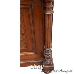 Antique French Victorian country bakers cabinet marble top walnut mixing table