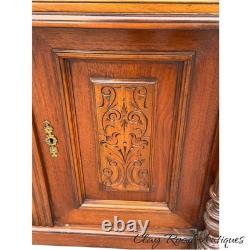 Antique French Victorian country bakers cabinet marble top walnut mixing table