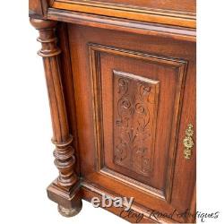 Antique French Victorian country bakers cabinet marble top walnut mixing table Antique French Victorian country bakers cabinet marble top walnut mixing table