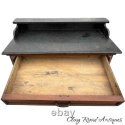 Antique French Victorian country bakers cabinet marble top walnut mixing table