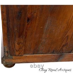 Antique French Victorian country bakers cabinet marble top walnut mixing table