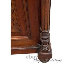 Antique French Victorian country bakers cabinet marble top walnut mixing table