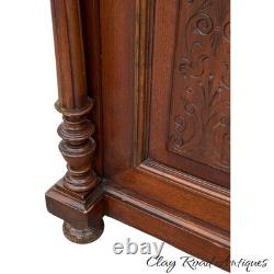 Antique French Victorian country bakers cabinet marble top walnut mixing table