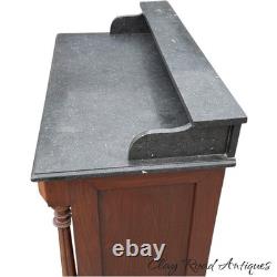 Antique French Victorian country bakers cabinet marble top walnut mixing table