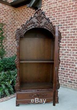 Antique French Wardrobe Armoire Cabinet Closet Bookcase Walnut Rococo Mirrored