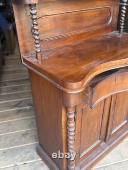 Antique French burl walnut victorian carved server barley twist ornate