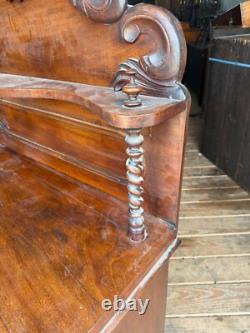 Antique French burl walnut victorian carved server barley twist ornate