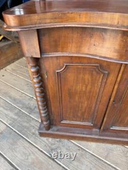 Antique French burl walnut victorian carved server barley twist ornate