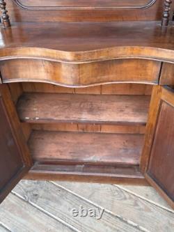 Antique French burl walnut victorian carved server barley twist ornate