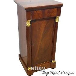 Antique French empire flame mahogany bedside table stand pedestal 1800s