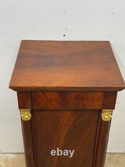 Antique French empire flame mahogany bedside table stand pedestal 1800s