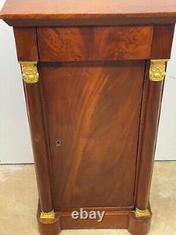 Antique French empire flame mahogany bedside table stand pedestal 1800s