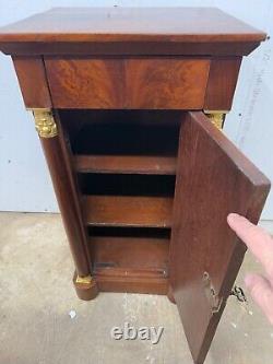 Antique French empire flame mahogany bedside table stand pedestal 1800s