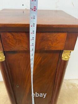 Antique French empire flame mahogany bedside table stand pedestal 1800s