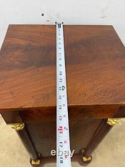 Antique French empire flame mahogany bedside table stand pedestal 1800s