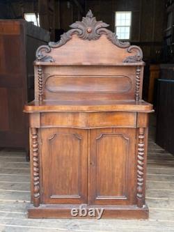 Antique French empire victorian high back server barley twist ornate carved 1860