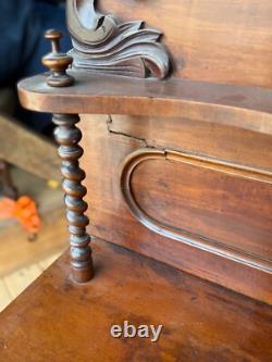 Antique French empire victorian high back server barley twist ornate carved 1860