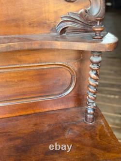 Antique French empire victorian high back server barley twist ornate carved 1860