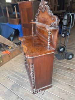 Antique French empire victorian high back server barley twist ornate carved 1860