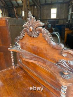 Antique French empire victorian high back server barley twist ornate carved 1860