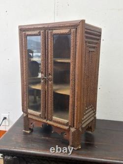 Antique French victorian tramp art cabinet cupboard collectors Black Forest 1800