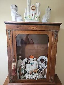 Antique French wooden vitrine display cabinet