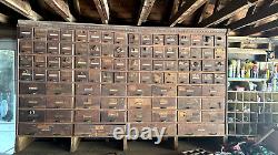 Antique General Store Apothecary Cabinet, J D Warren, circa 1910, Oak, 92 drawer