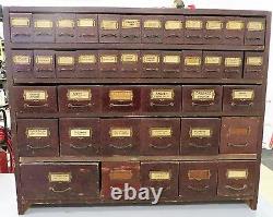 Antique General Store Wood Counter Seed Cabinet 38 X 31 1/2 X 13