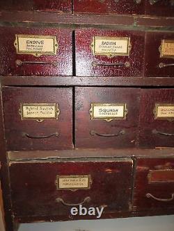 Antique General Store Wood Counter Seed Cabinet 38 X 31 1/2 X 13