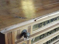 Antique George A. CLARK Clark's O. N. T. 6 Drawer Oak SPOOL CABINET General Store