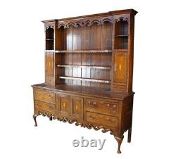 Antique Georgian Period English Oak Welsh Dresser Pewter Cupboard Buffet Hutch