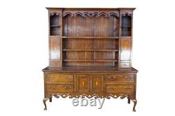 Antique Georgian Period English Oak Welsh Dresser Pewter Cupboard Buffet Hutch