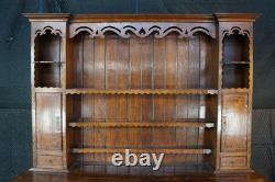 Antique Georgian Period English Oak Welsh Dresser Pewter Cupboard Buffet Hutch